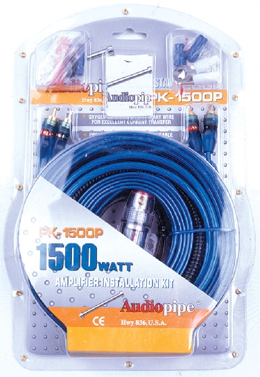 AudioPipe - 1500 Watts Power Amplifier Installation Kit - Blue Clear