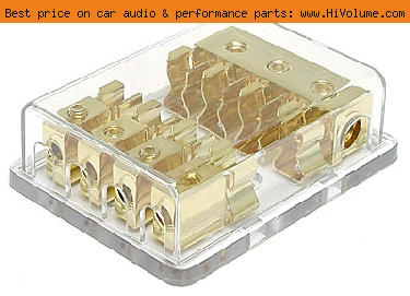 AudioPipe - 4 Position AGU (AUE) Fuse Block - Clear Gold