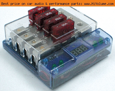 AudioPipe - 5 Position MAXI Fuse Block w/ LED & Voltmeter - Gold Blue