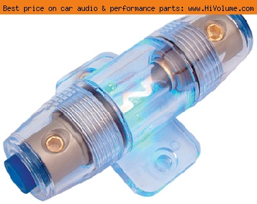 AudioPipe - In-Line AGU (AUE) Waterproof Fuse Block w/ LED - Blue Clear