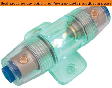 AudioPipe - In-Line AGU (AUE) Waterproof Fuse Block w/ LED - Green Clear