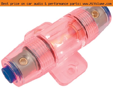 AudioPipe - In-Line AGU (AUE) Waterproof Fuse Block w/ LED - Red Clear