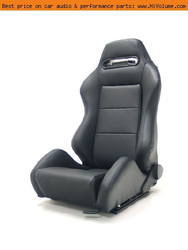 Street Imports - Pair of Ronin Leather Seats - Black, black stitching
