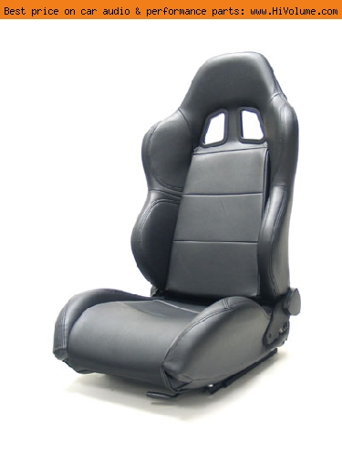 Street Imports - Pair of Samurai Synthetic Leather Seats - Black, black stitching