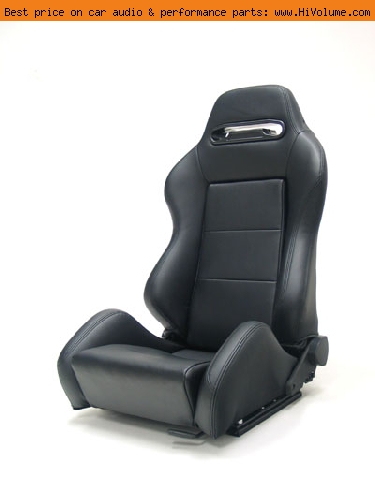 Street Imports - Pair of Ronin Synthetic Leather Seats - Black, black stitching