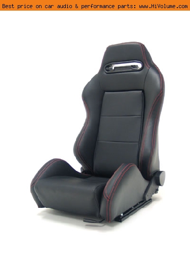 Street Imports - Pair of Ronin Synthetic Leather Seats - Black, red stitching