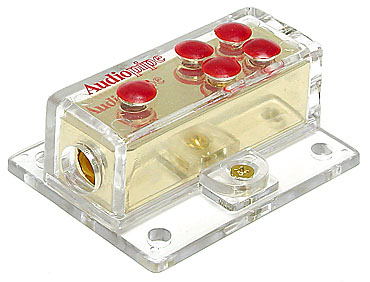 AudioPipe - 1 to 4 Power Distribution Block - Clear Gold