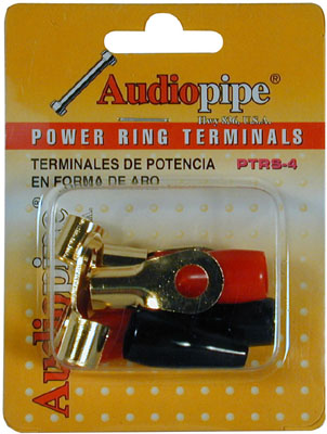 AudioPipe - Blister Pack 4 Gauge Ring Terminals - Red Black
