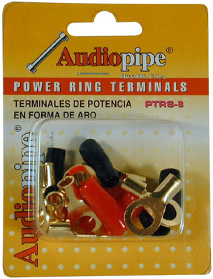 AudioPipe - Blister Pack 10 Gauge Ring Terminals - Red Black
